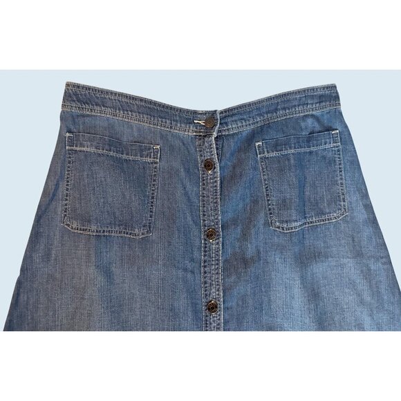 Vintage CHAPS Denim Maxi Full Button Skirt 90s / 00s Size LARGE - Picture 2 of 7